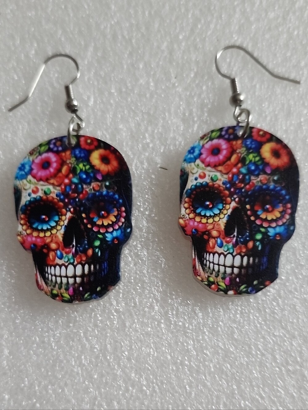 Hand Crafted Multicolor Sugar Skull Earrings
